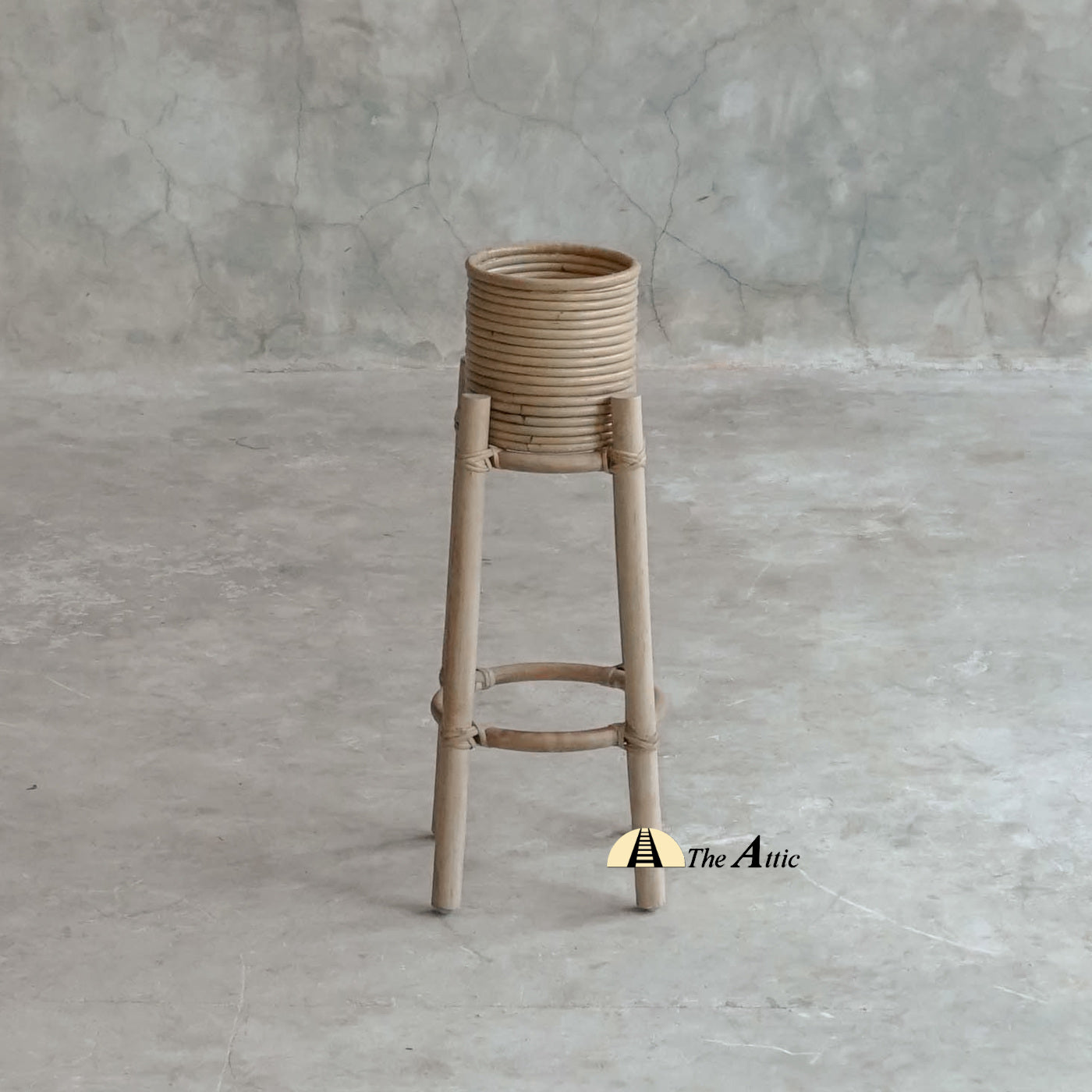 Samoa Tall Rattan Planter with Pot - The Attic Dubai