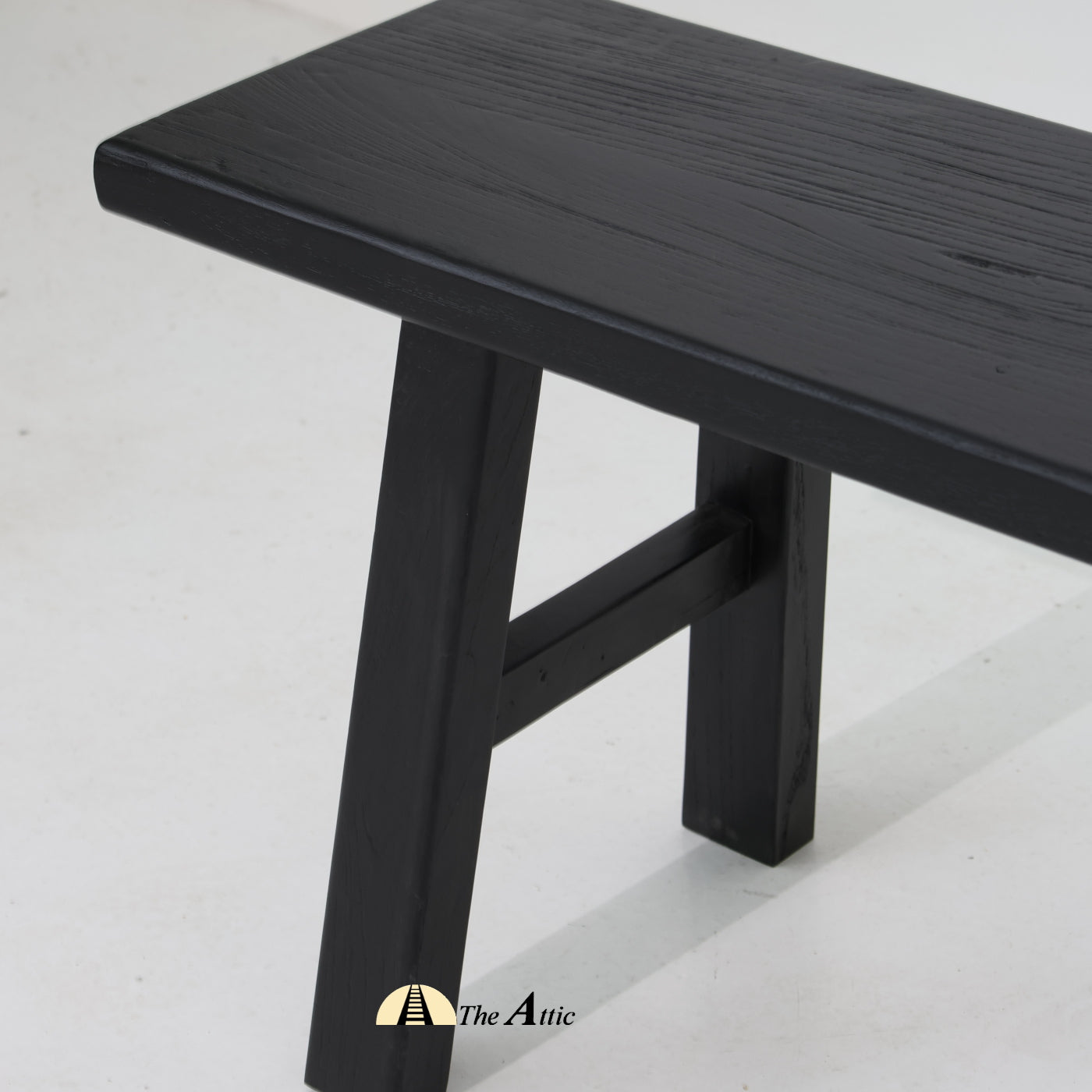 Black wooden bench, Rustic Reclaimed Wood Bench, Black 170cm - The Attic Dubai