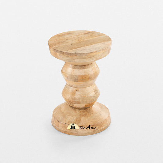 Ibis Solid Wood Drum-shape Side Table - The Attic Dubai