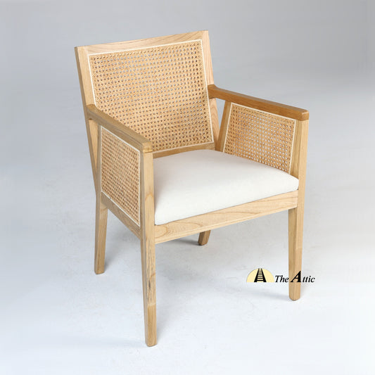 Kyoto Wood and Rattan Armchair, Natural