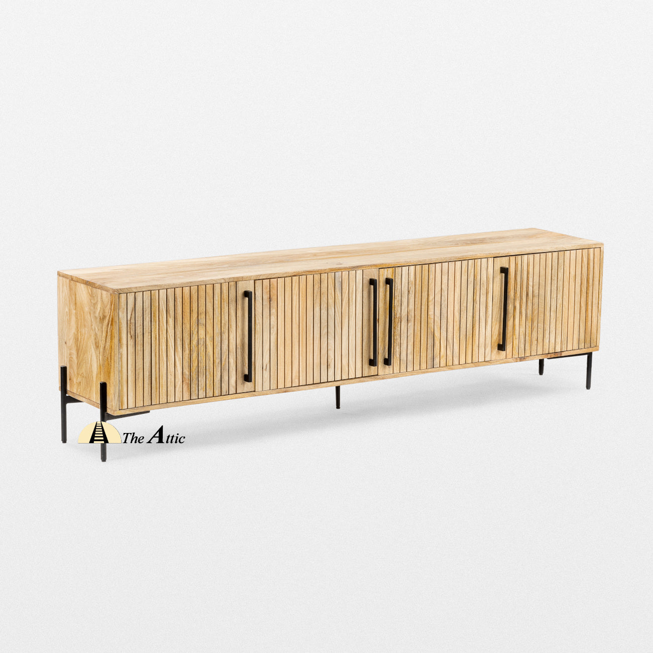 Lahti Rustic Wood Slatted Door TV Stand, Media Unit, Entertainment Console - The Attic Dubai
