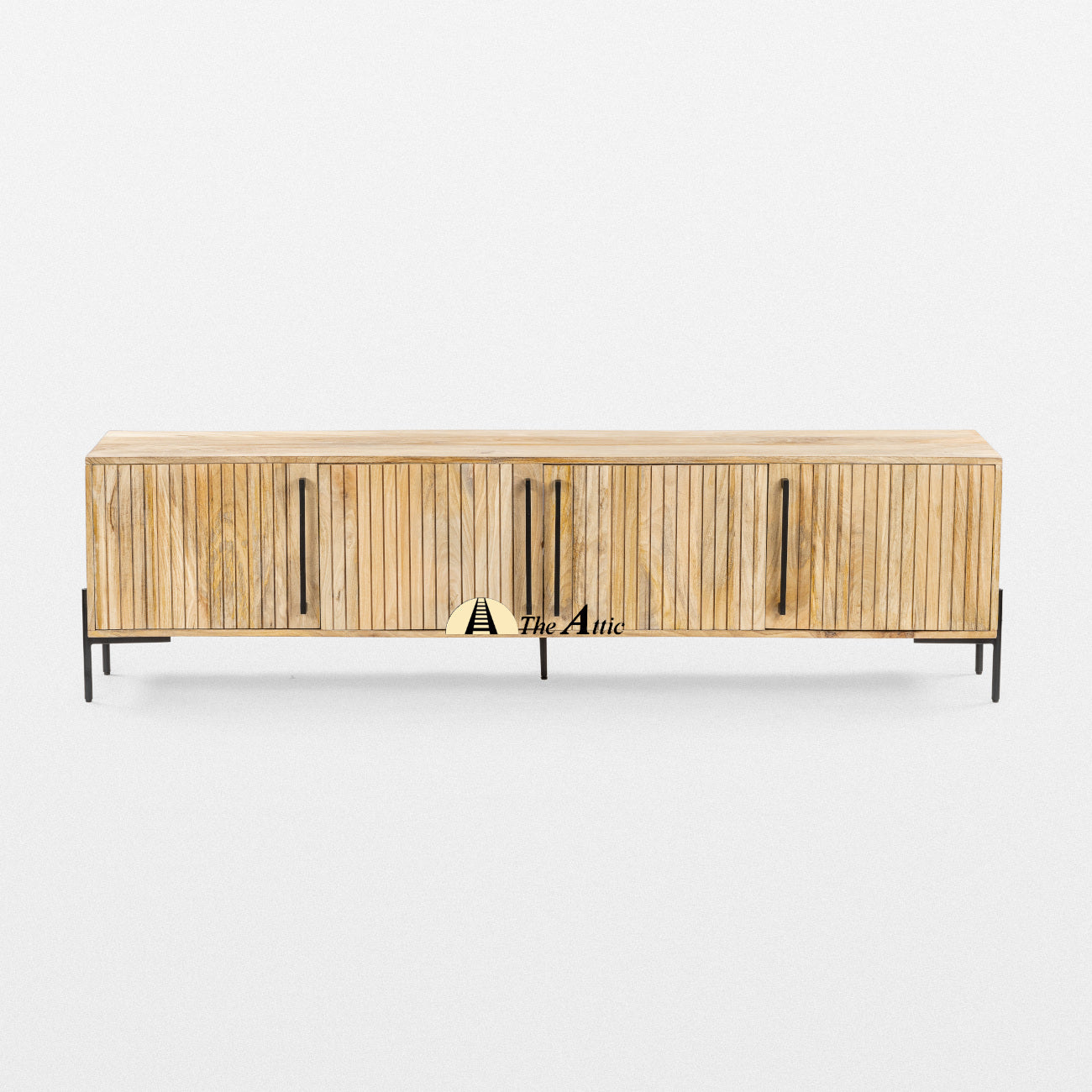 Lahti Rustic Wood Slatted Door TV Stand, Media Unit, Entertainment Console - The Attic Dubai