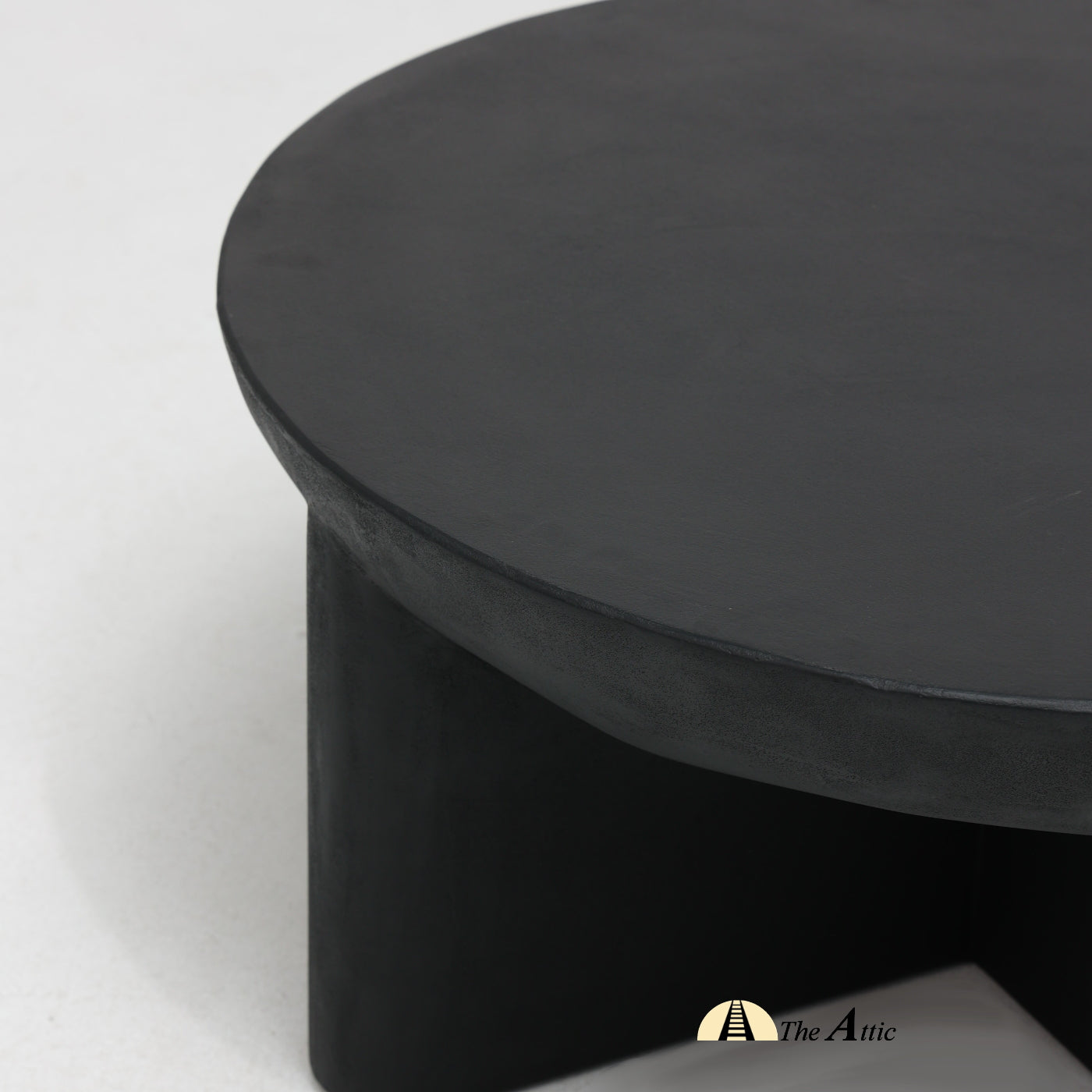 Naga Concrete Finish Round Coffee Table, Black