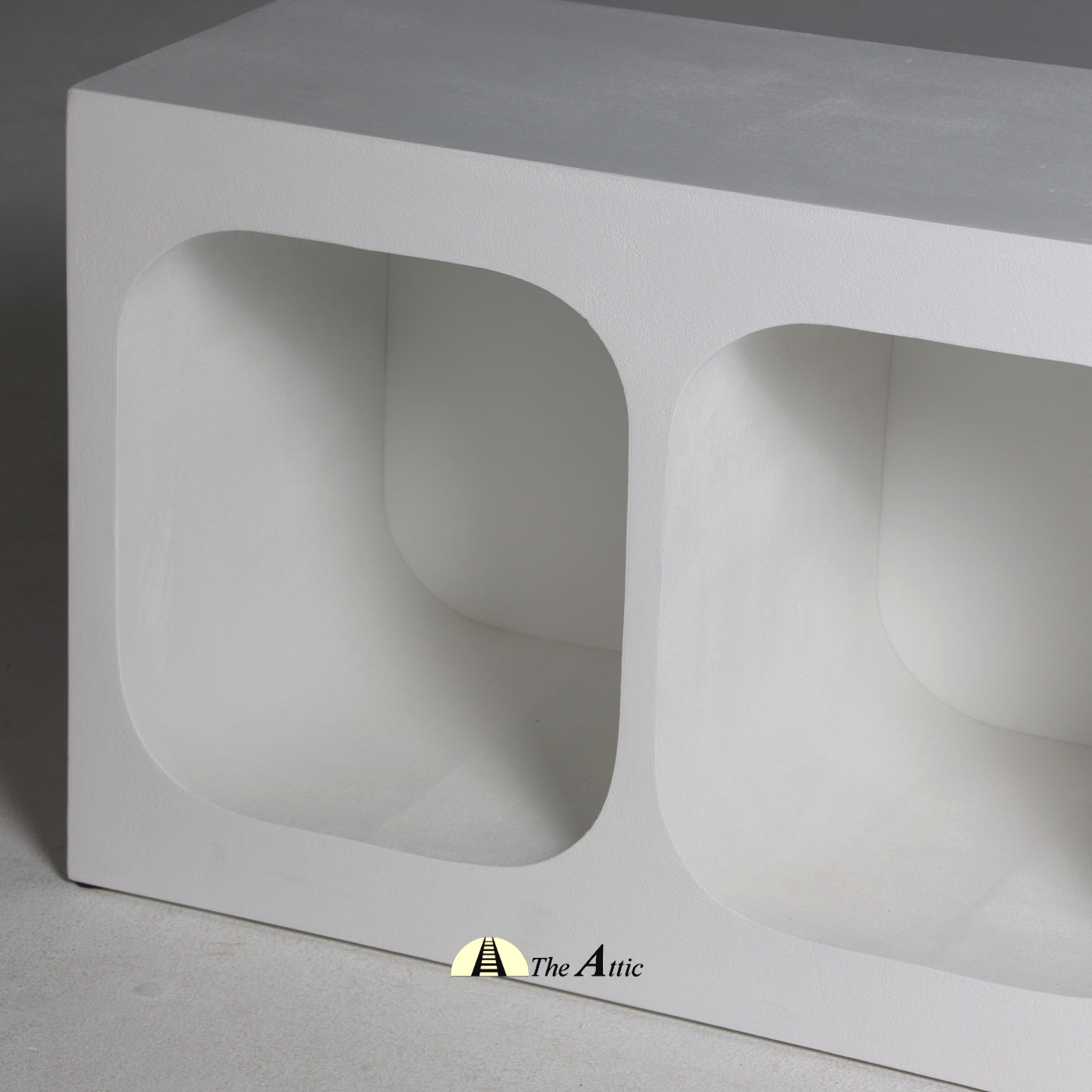 Naga Concrete Finish Organic Shape White TV Unit, 200cm - The Attic Dubai
