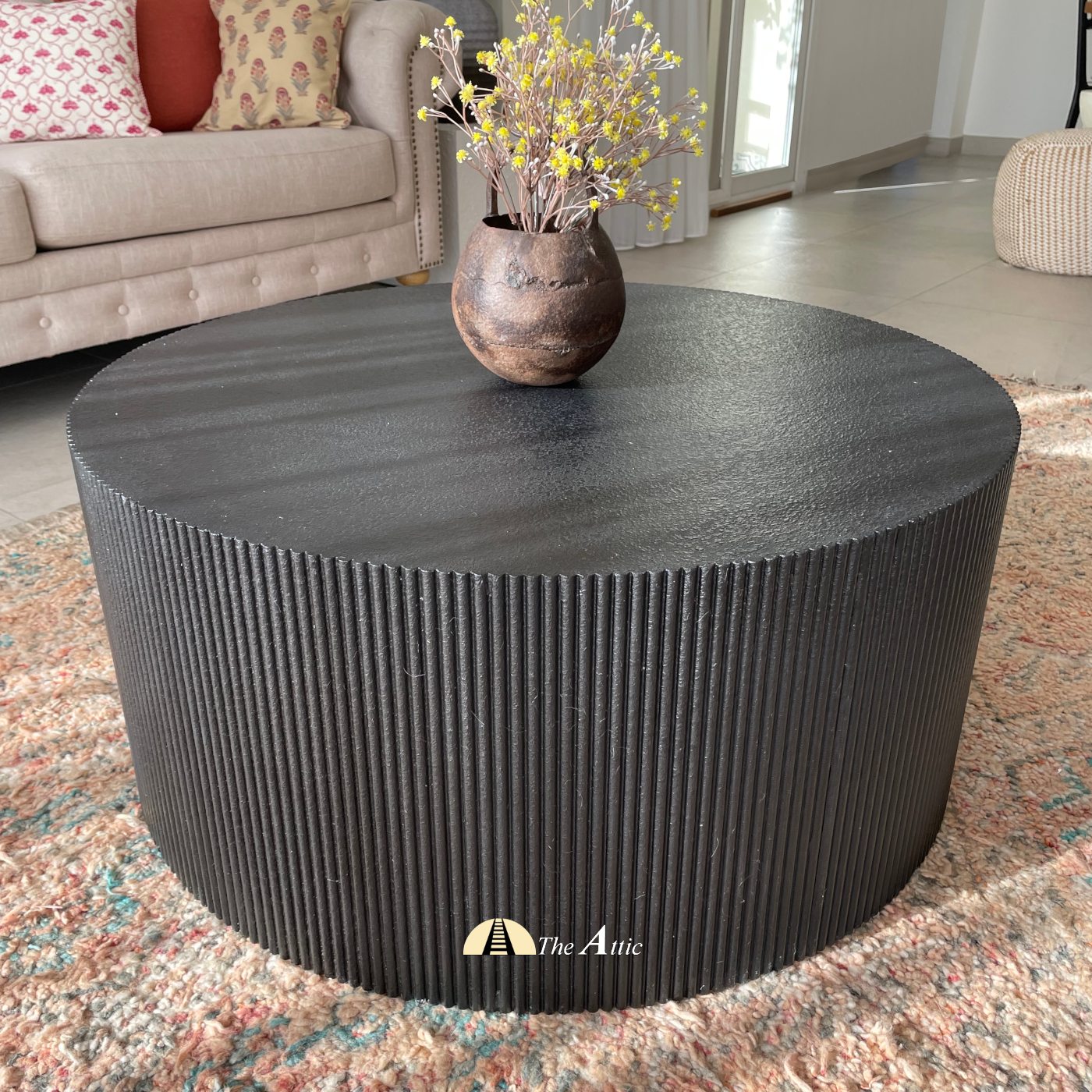 Nara Round Black Coffee Table - The Attic Dubai