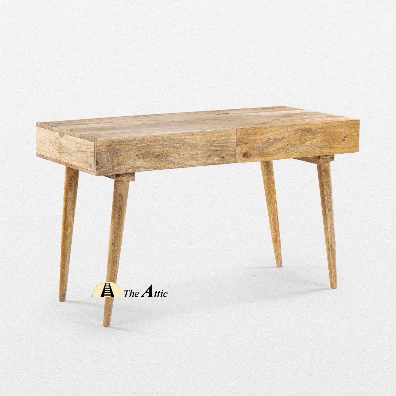 Sendai Modern Mid-Century Solid Wood Desk with 2 Drawers