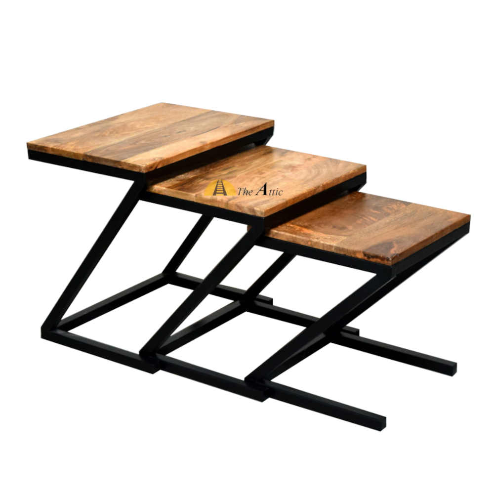 Z shape Industrial Nesting Side Tables set of 3