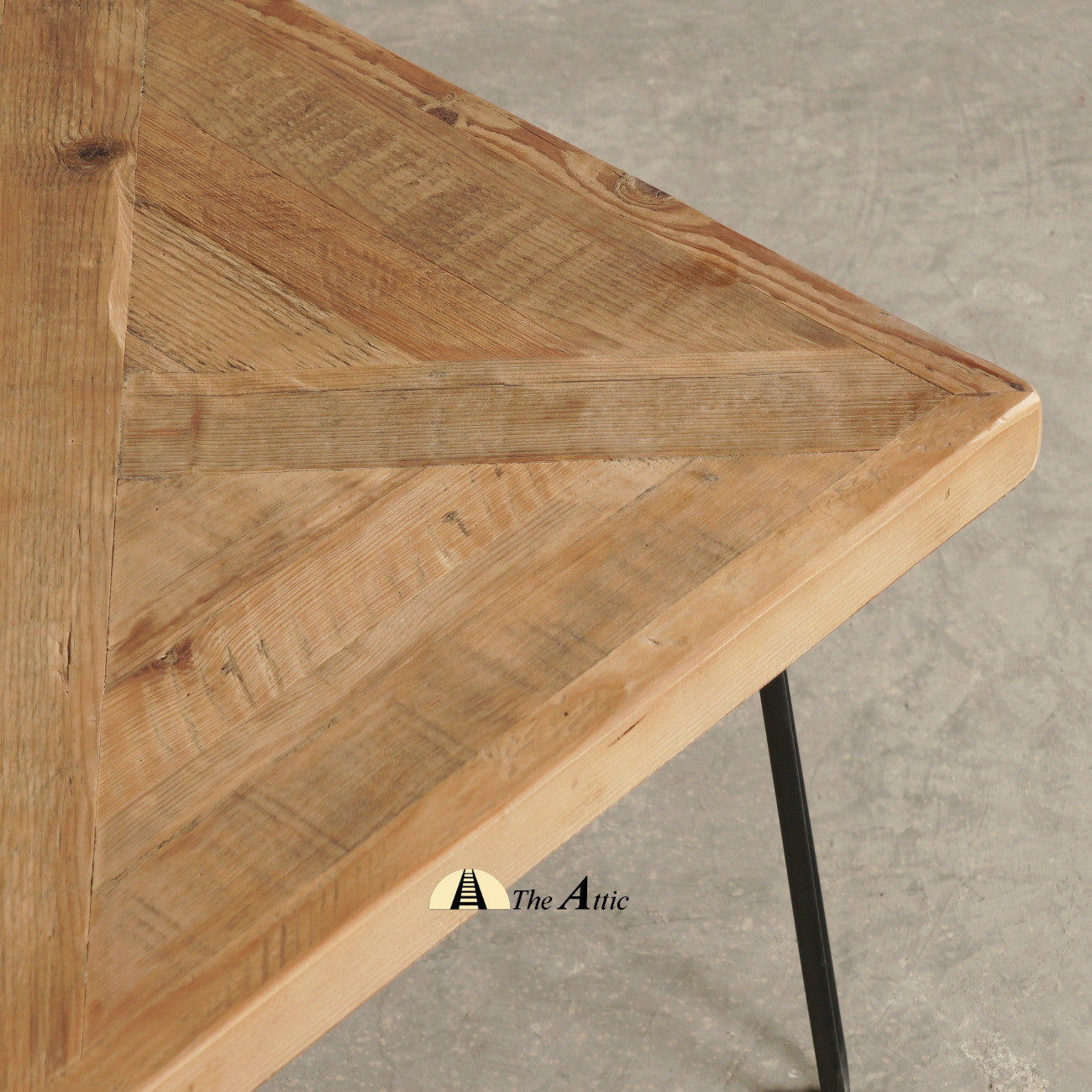 Dallas Square Parquet Reclaimed Pine Hairpin Coffee Table - The Attic Dubai