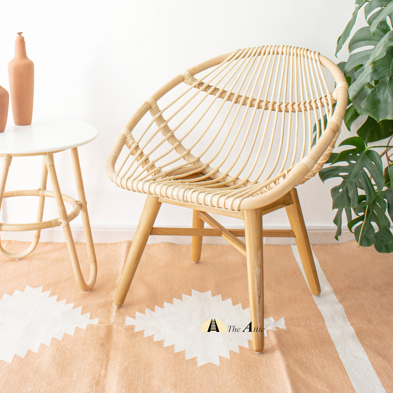 Moka Rattan Round Tub Chair; Natural Rattan Furniture - TheAttic-Dubai.com