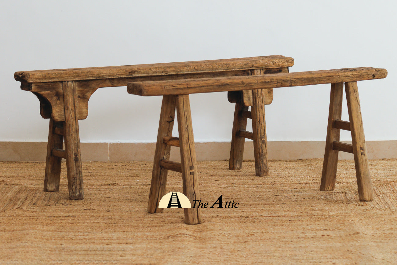 The Retro Charm of Old Elm Benches