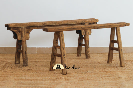 The Retro Charm of Old Elm Benches