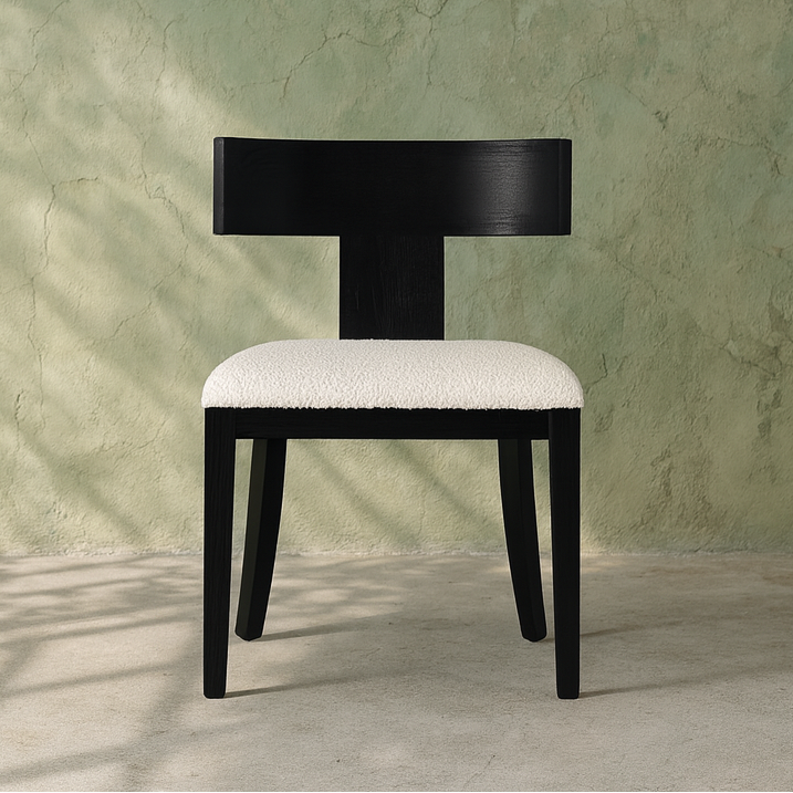 Aruba Dining Chair Black | White Boucle Upholstery - The Attic Dubai