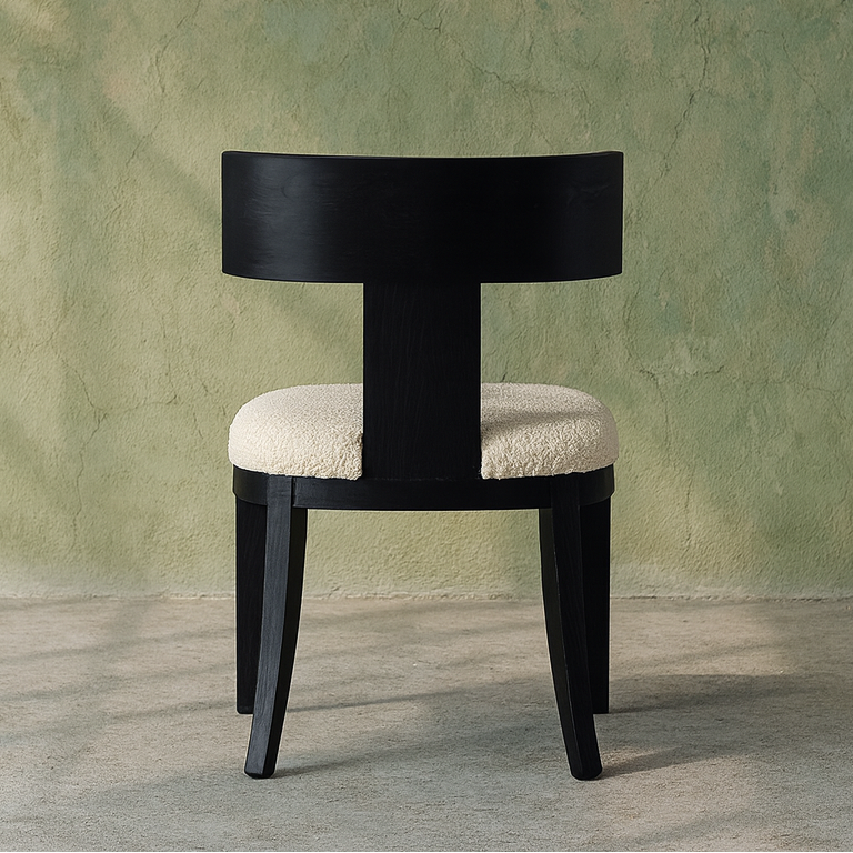 Aruba Dining Chair Black | White Boucle Upholstery - The Attic Dubai