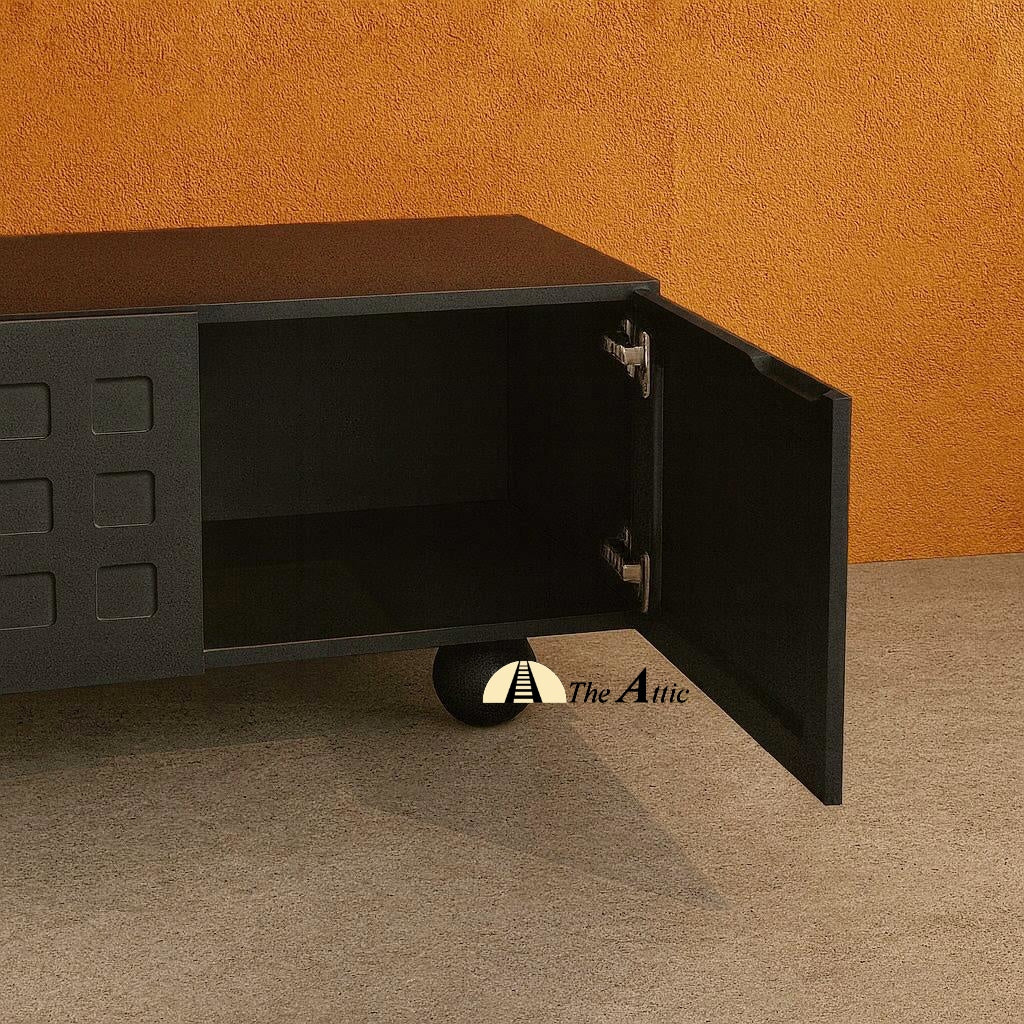 Asante Modern Contemporary Textured Black TV Unit, 200cm - The Attic Dubai