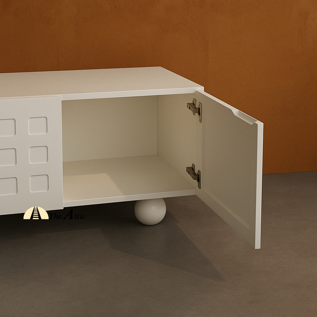 Asante Modern Contemporary Textured White TV Unit, 200cm - The Attic Dubai