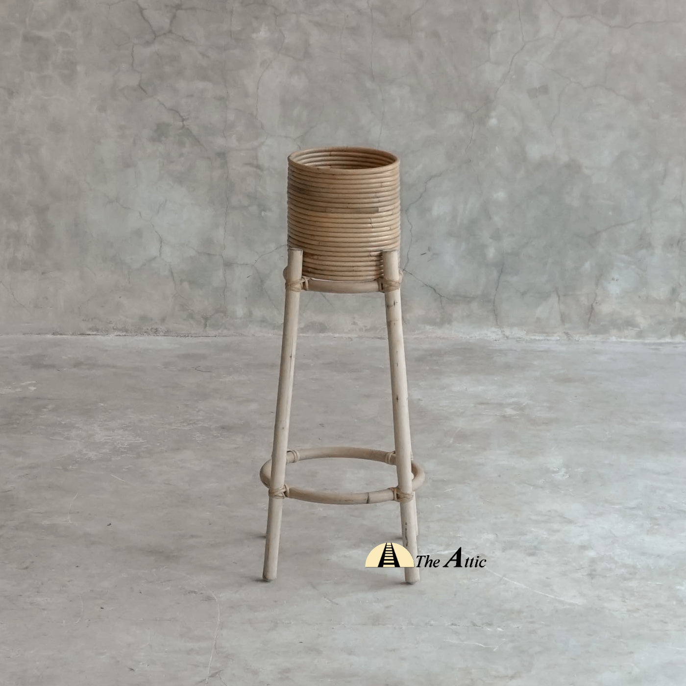 Samoa Tall Rattan Planter with Pot - The Attic Dubai