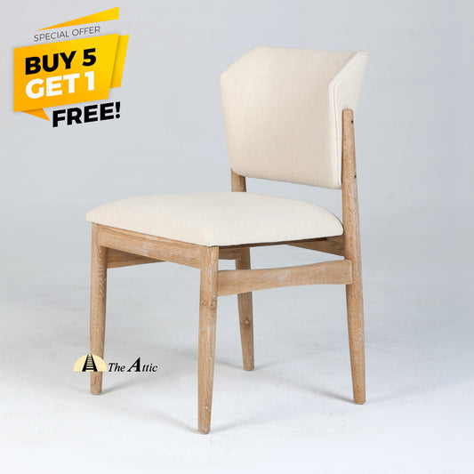 Berlin Upholstered Wooden Dining Chair, Whitewashed