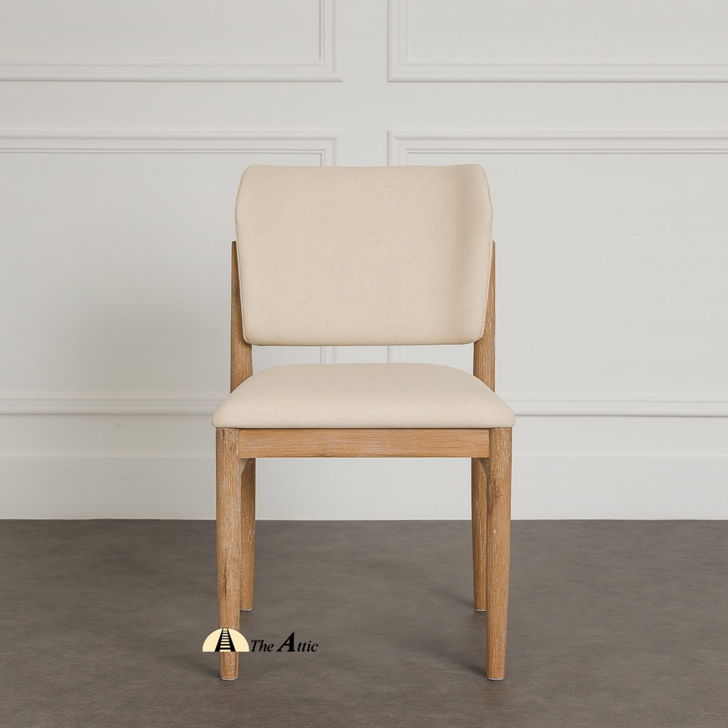 Berlin Wooden Upholstered Dining Armchair, Modern Oak Wood and Fabric Chair - The Attic Dubai