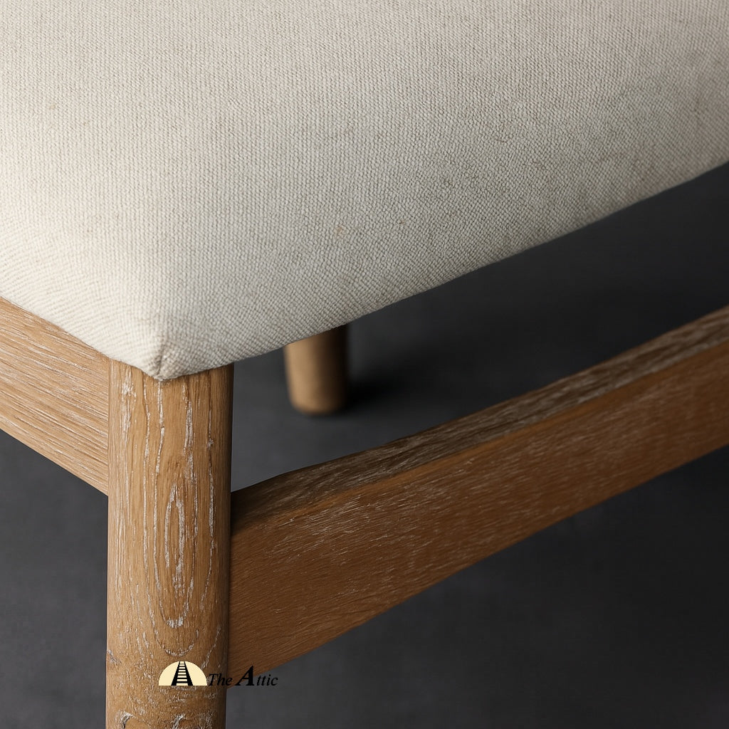 Berlin Wooden Upholstered Dining Armchair, Modern Oak Wood and Fabric Chair - The Attic Dubai