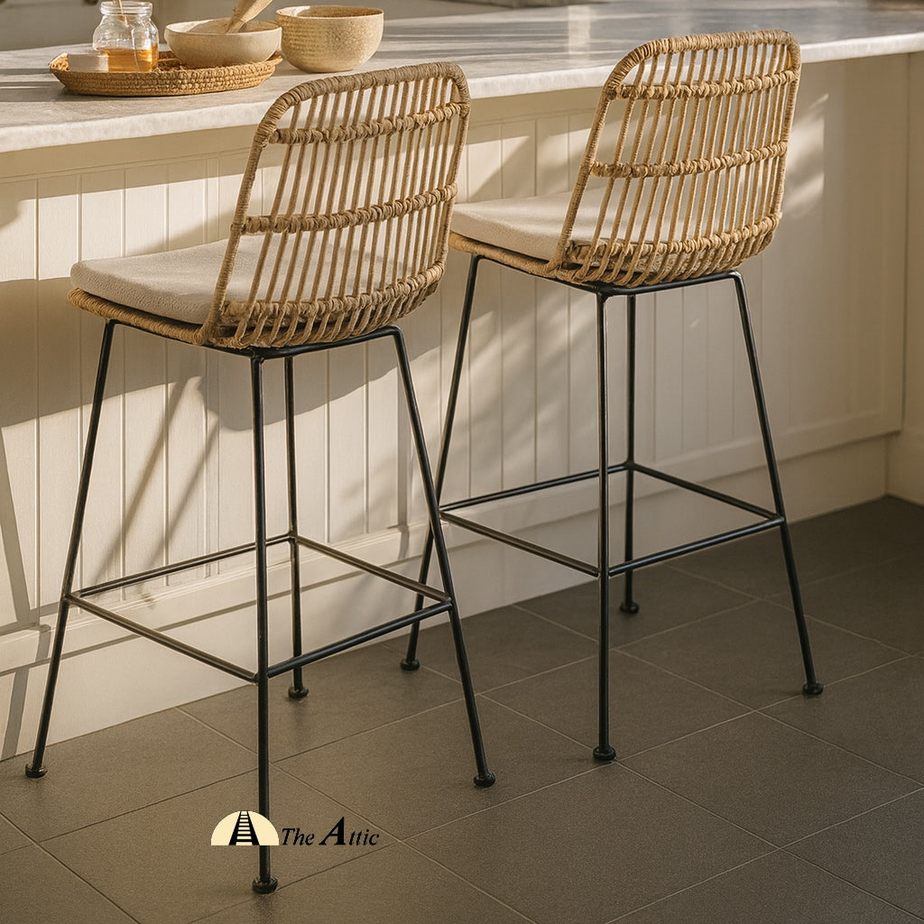 Rattan Bar Counter Stool, Rattan Wicker Furniture - The Attic Dubai