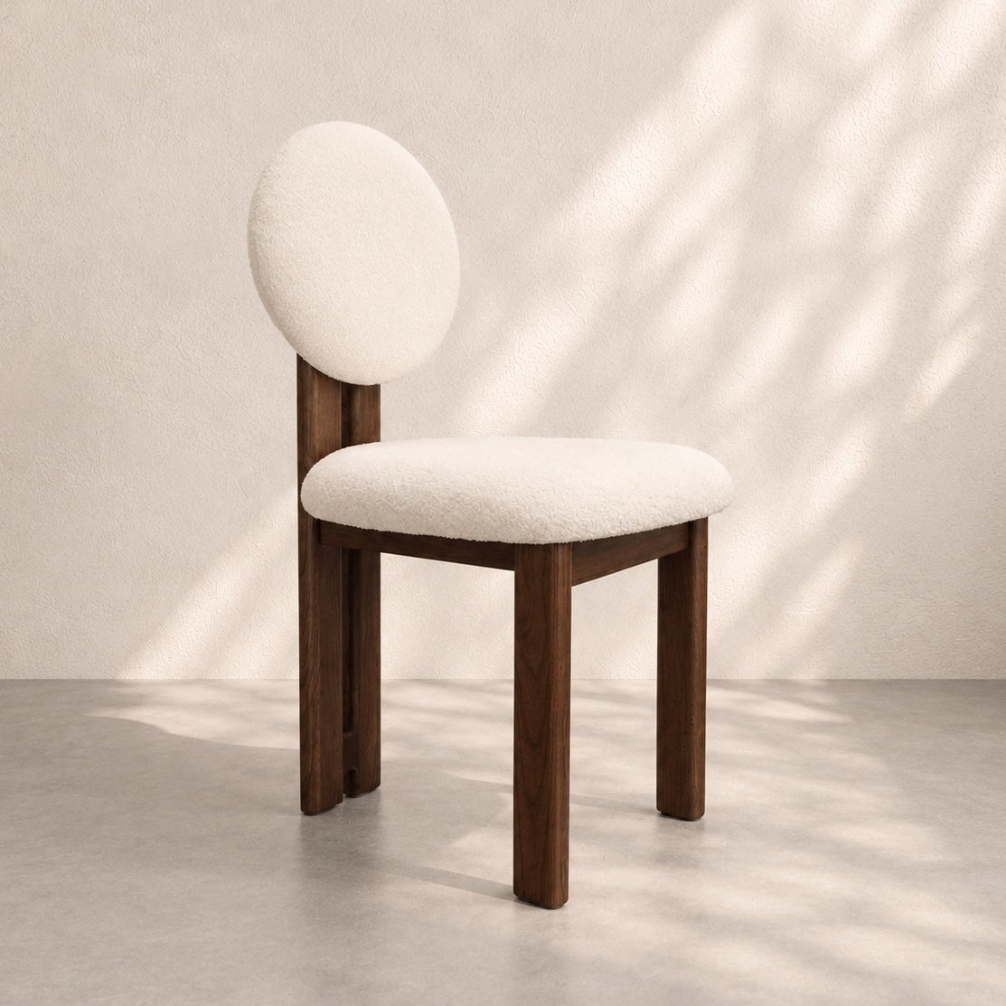 Boston Boucle Round Dining Chair, Dark Brown
