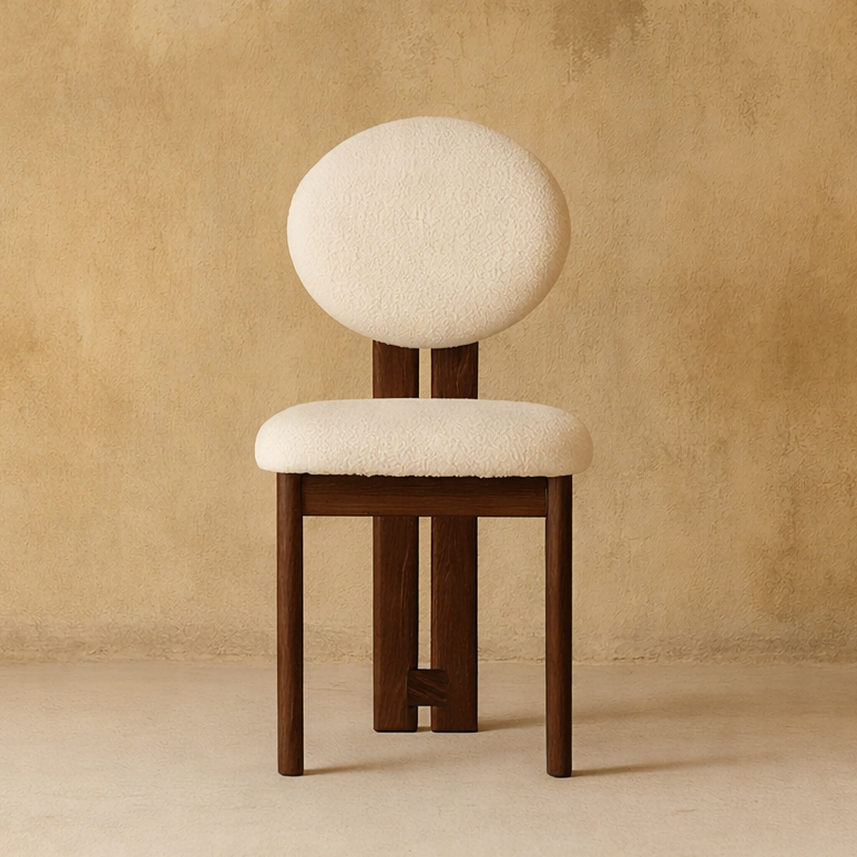 Boston Boucle Dining Chair Dark Brown | Designer Dining Chairs UAE - The Attic Dubai