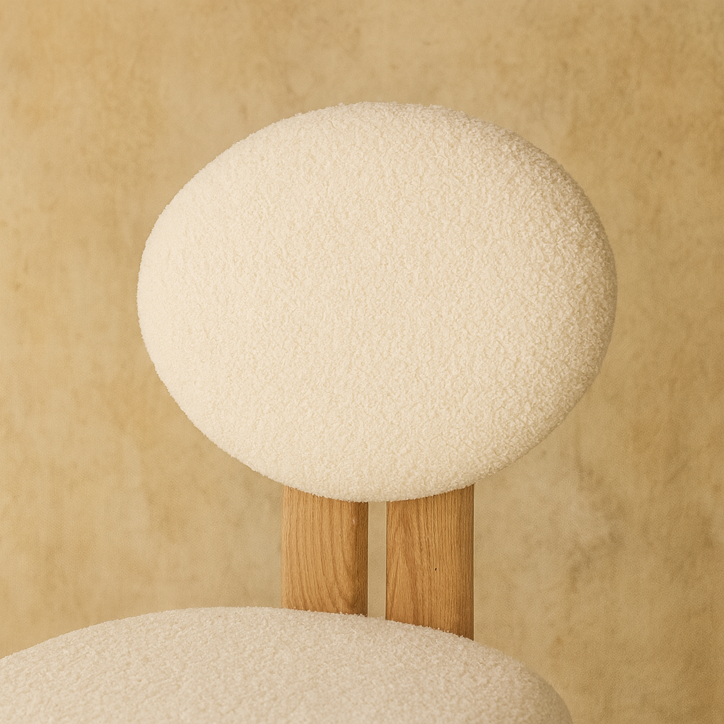 Boston Boucle Dining Chair, Modern Oak Wood and Boucle Chair - The Attic Dubai