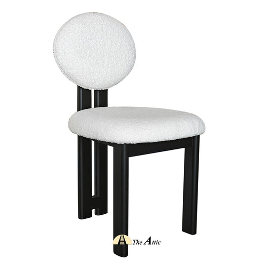 Boston Boucle Round Dining Chair, Black & White