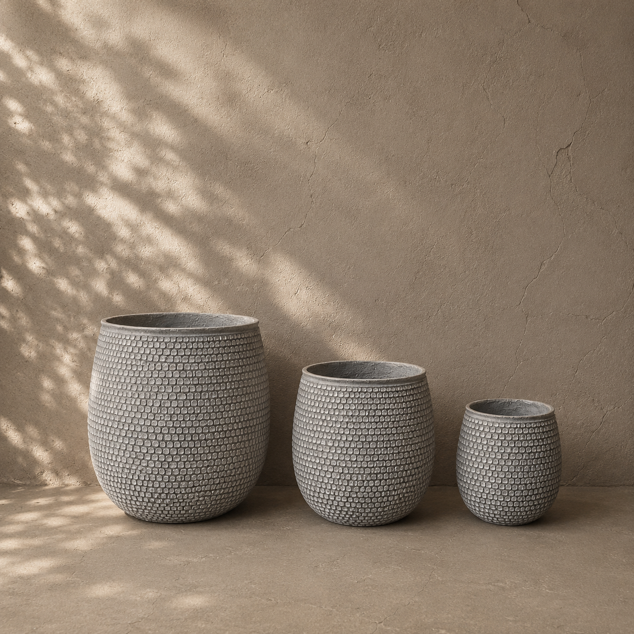Brickstone Indoor/Outdoor Planter Pots, Weathered Grey