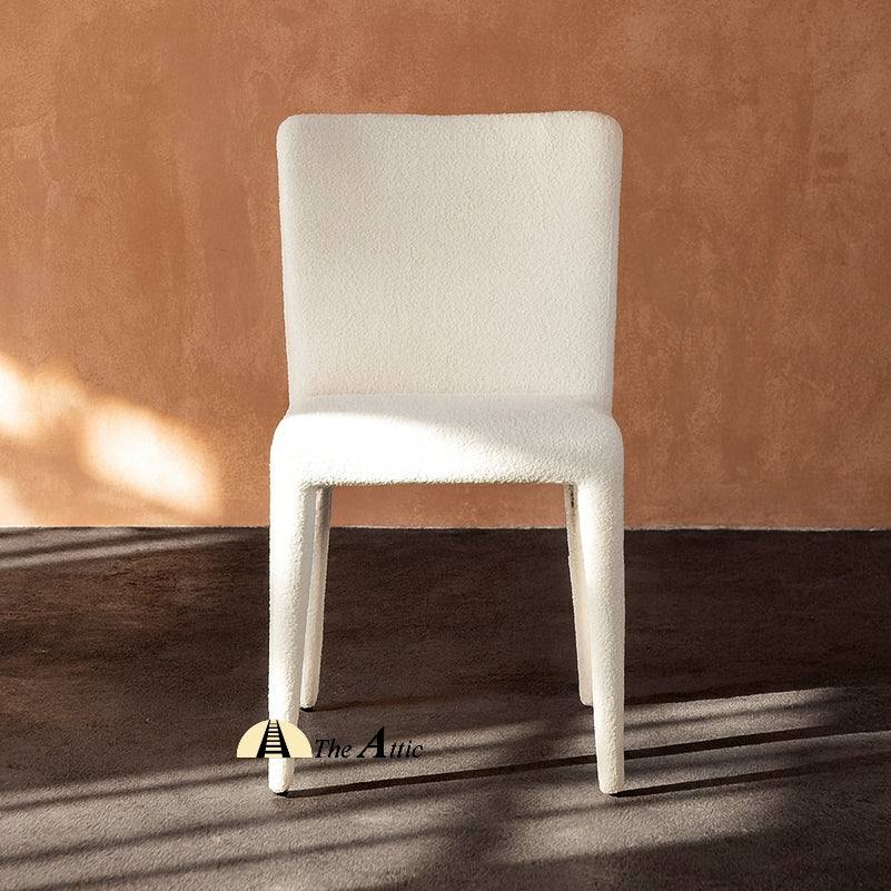 Capri Boucle Dining Chair, Modern Full Fabric Chair - The Attic Dubai