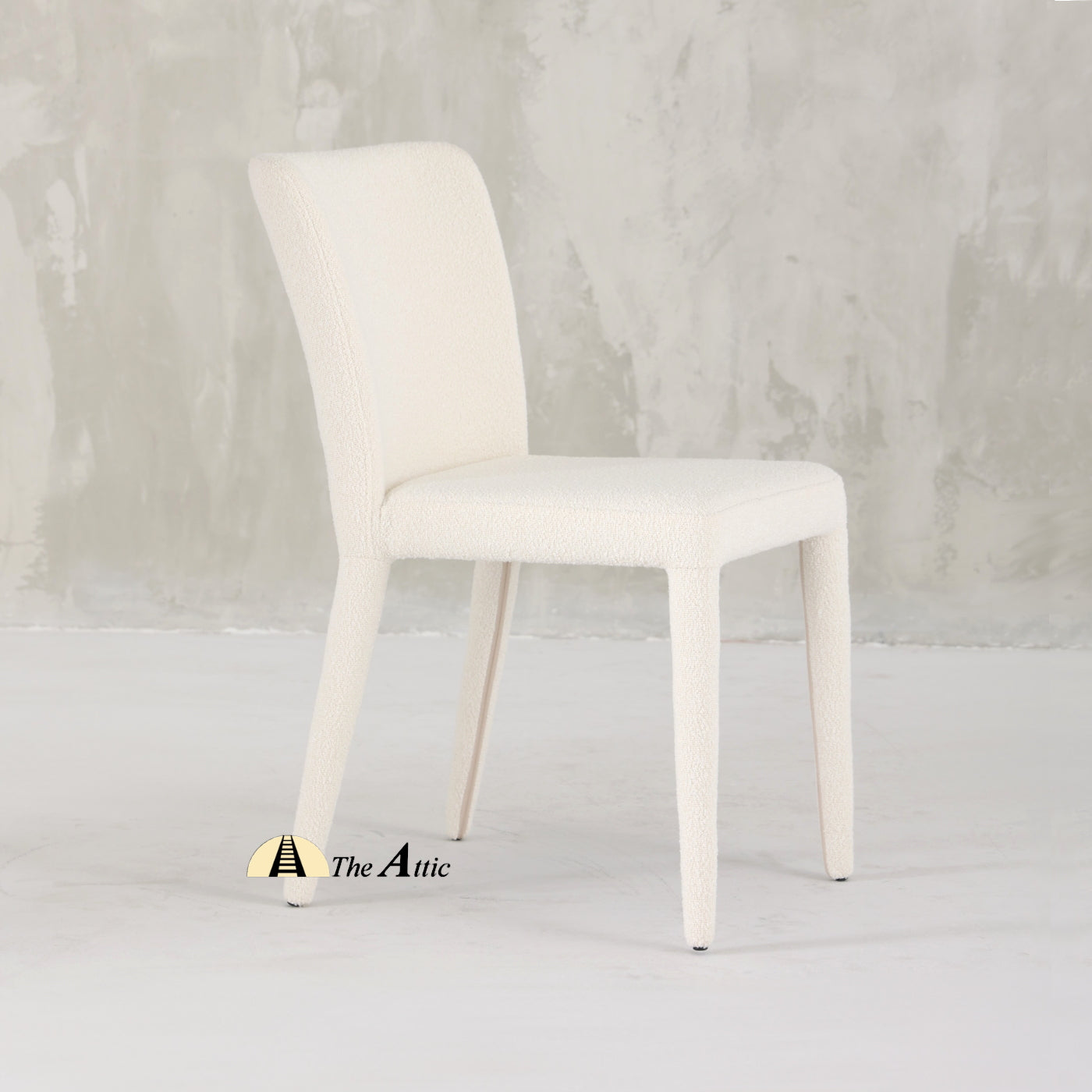 Capri Boucle Dining Chair, Modern Full Fabric Chair - The Attic Dubai