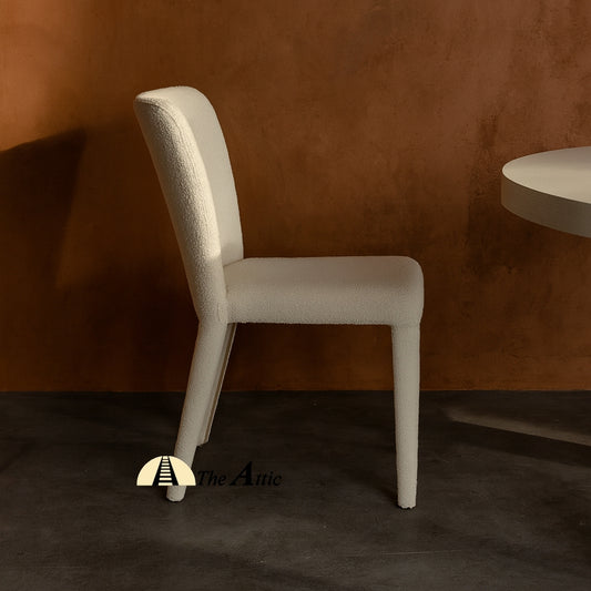 Capri Boucle Dining Chair, Modern Full Fabric Chair - The Attic Dubai