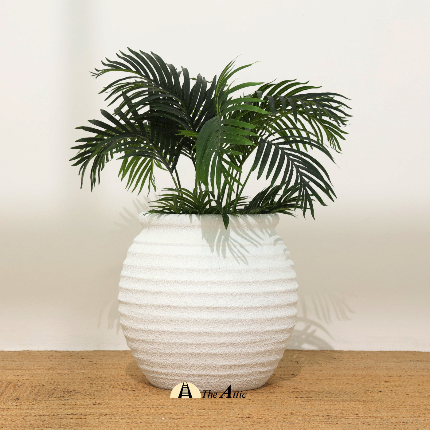 Ceylon Round Planter Pot, White, Indoor Outdoor - The Attic Dubai