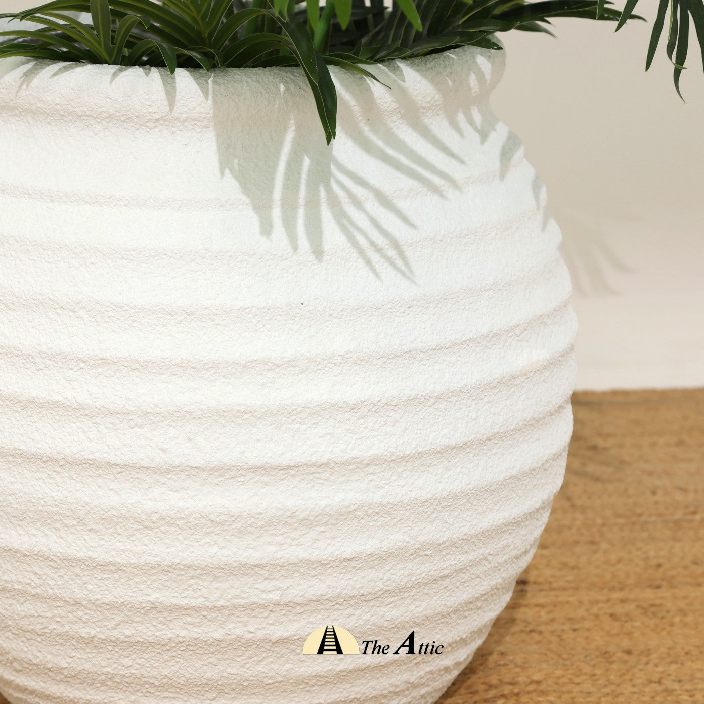 Ceylon Round Planter Pot, White, Indoor Outdoor - The Attic Dubai