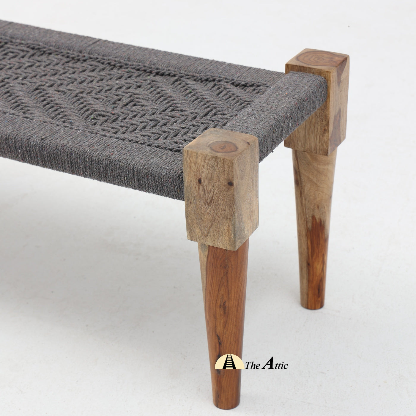 Hand-woven Charpai Bench, Grey - The Attic Dubai