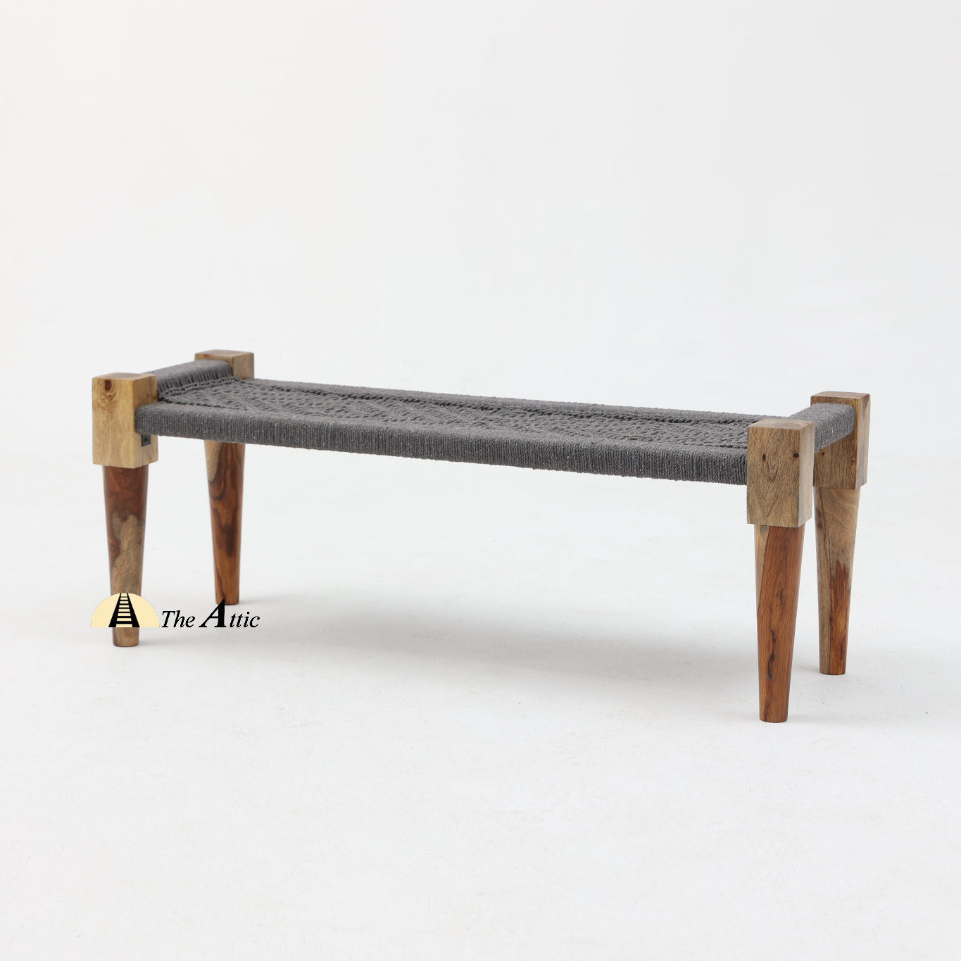 Hand-woven Charpai Bench, Grey - The Attic Dubai