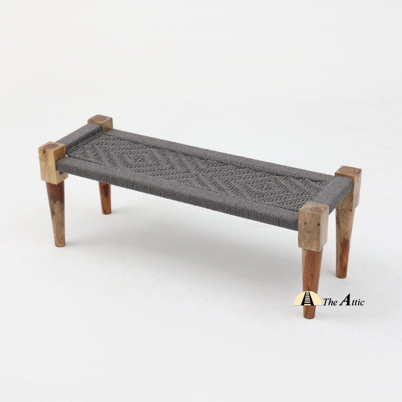 Hand-woven Charpai Bench, Grey - The Attic Dubai