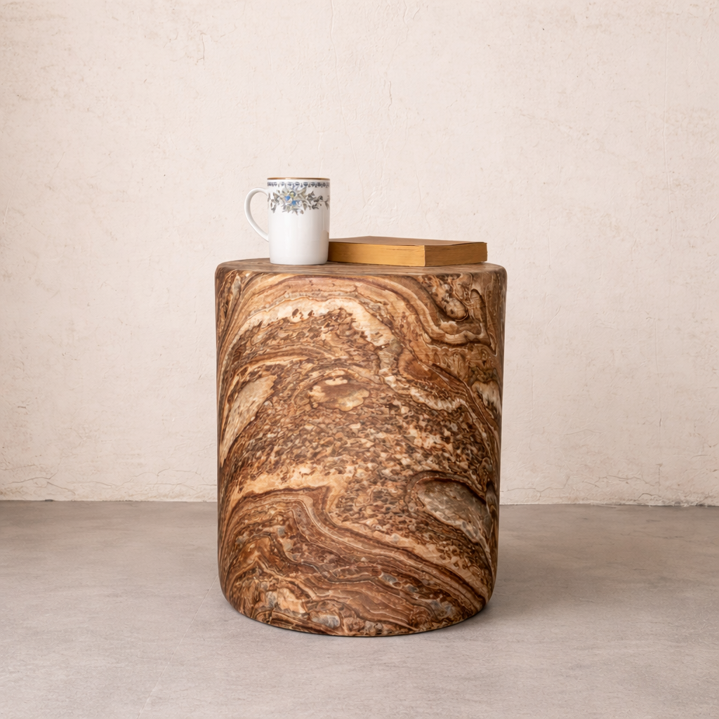 Palermo Side Table, Brown Marble Finish