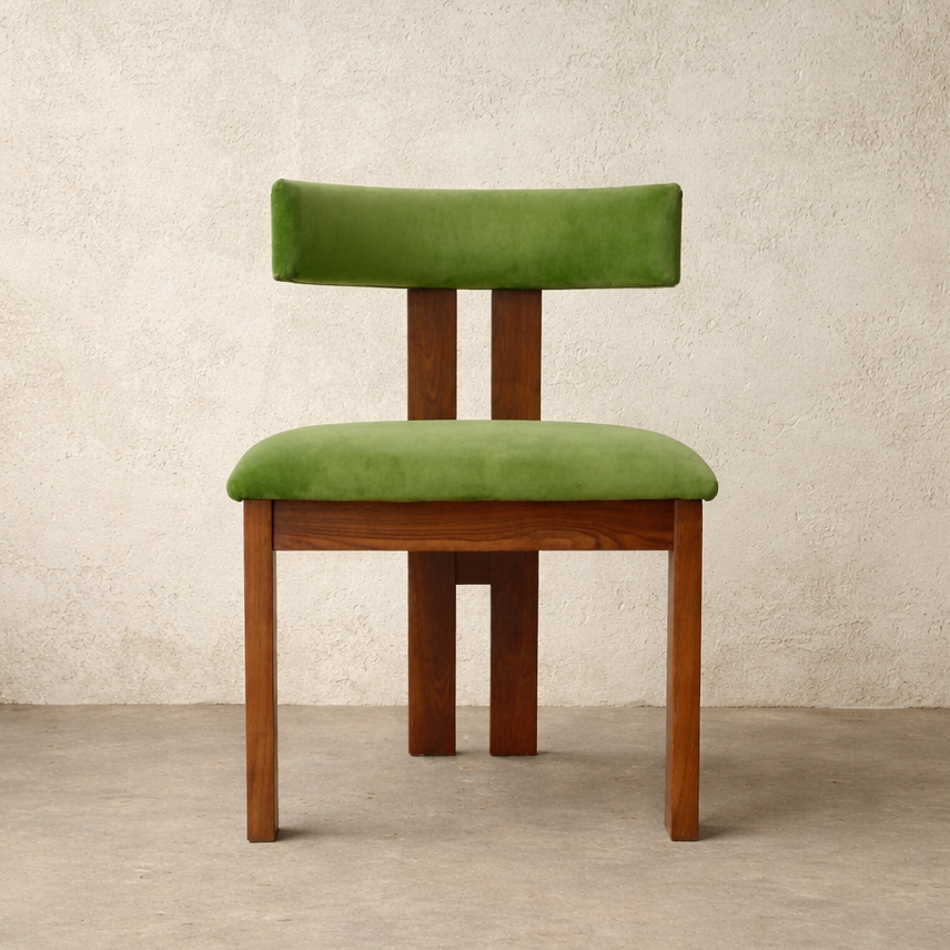 Copenhagen T-back Boucle Dining Chair, Green Velvet