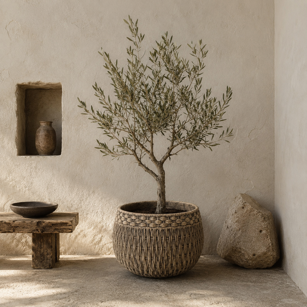Corvo Low Indoor/Outdoor Planter Pots, Light Brown