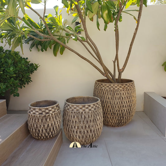 Corvo Indoor/Outdoor Planter Pots, Weathered White, Outdoor Flower Pot - The Attic Dubai
