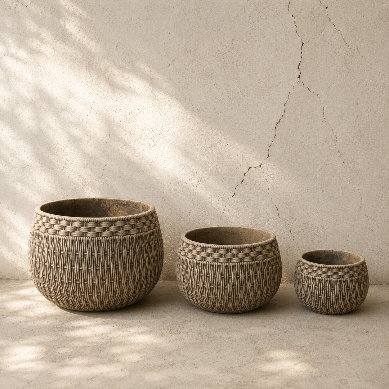 Corvo Low Indoor/Outdoor Planter Pots, Light Brown