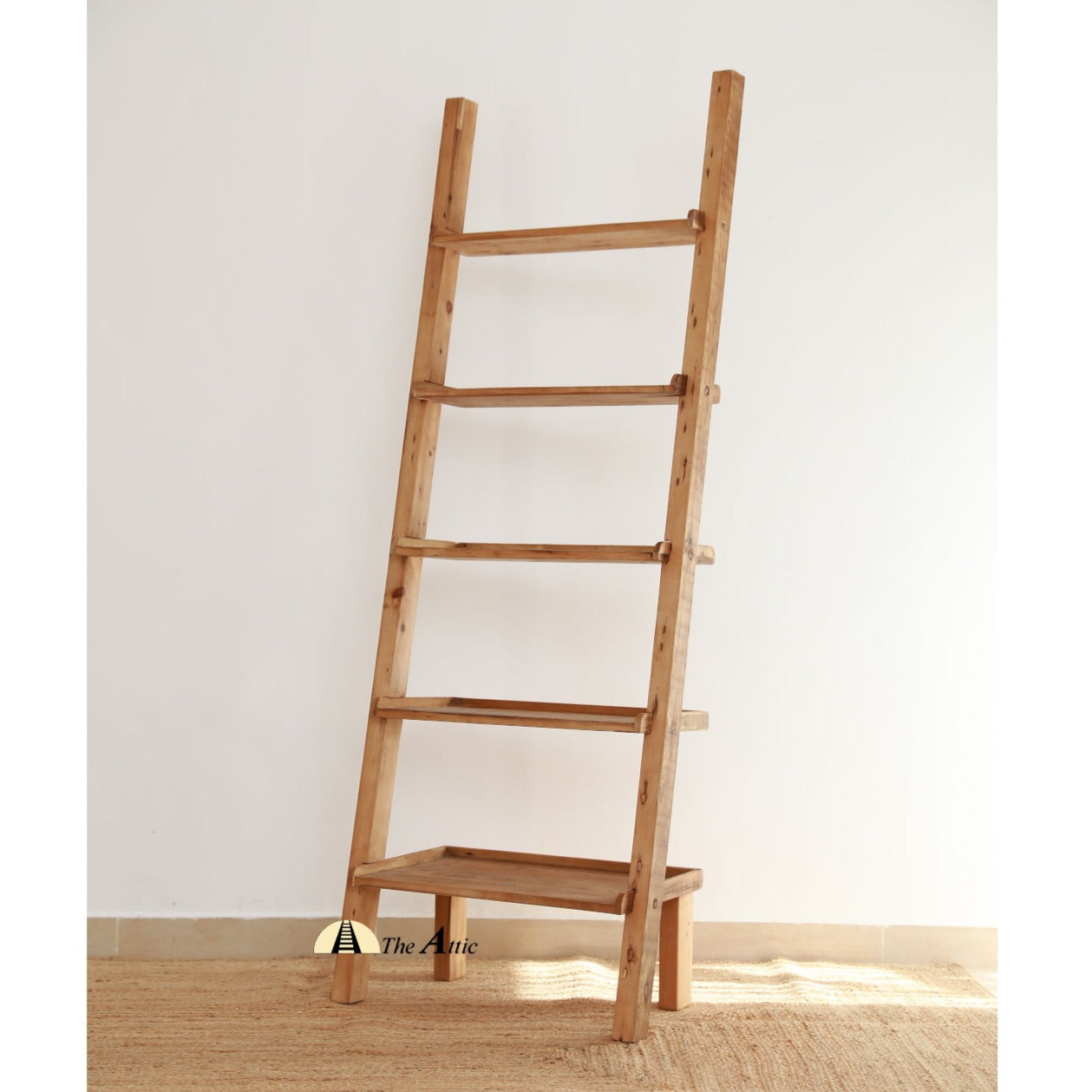 Dallas Rustic Modern Recycled Pine Ladder Shelf - The Attic Dubai