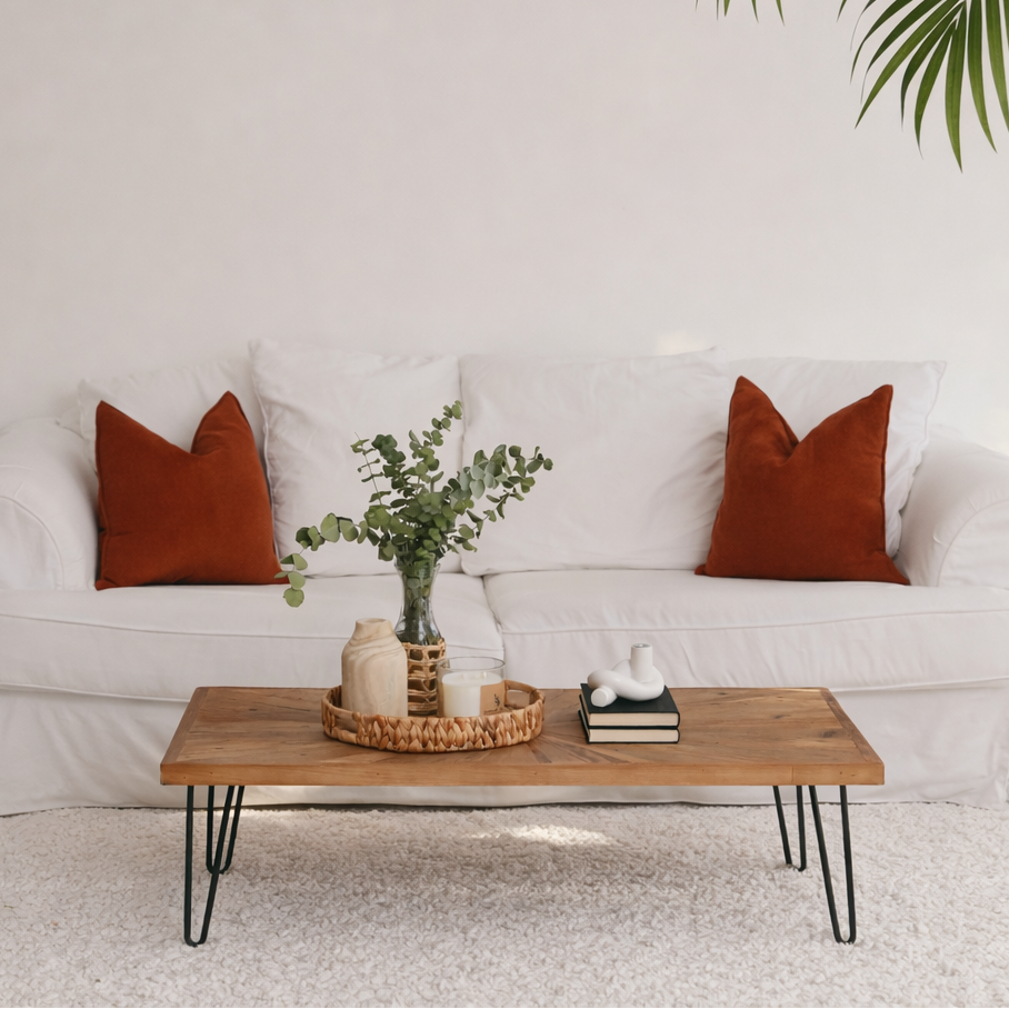 Dallas Sunburst Reclaimed Pine Hairpin Coffee Table - The Attic Dubai