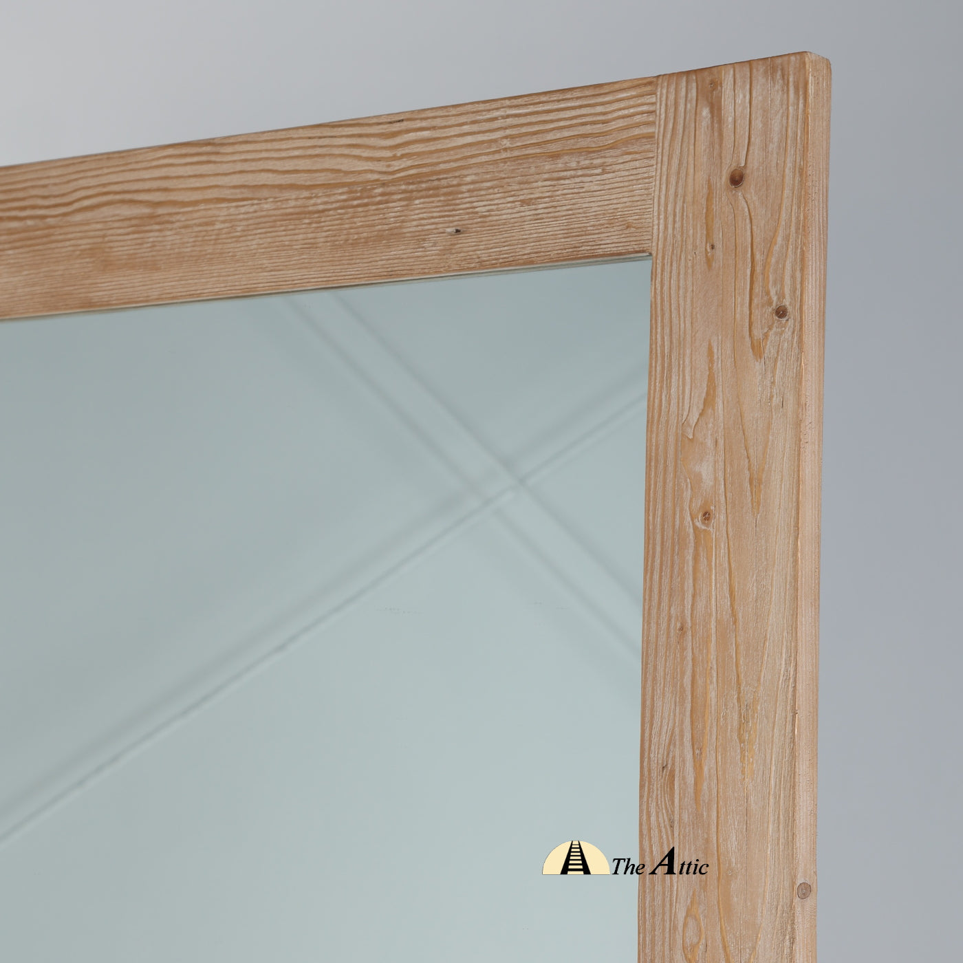Whitewashed Reclaimed Pine Full Length Leaning Mirror - TheAtticDubai.com