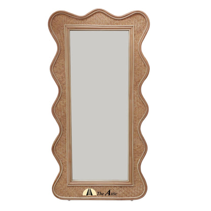 Desa Scalloped Rattan Leaning Mirror, Cane Floor Mirror - The Attic Dubai