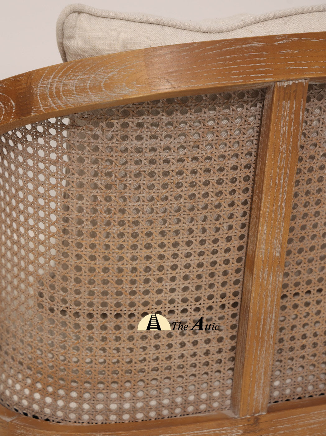 Florence Curved Back Dining Chair, Mid-Century Modern Oak Wood and Rattan Chair - The Attic Dubai