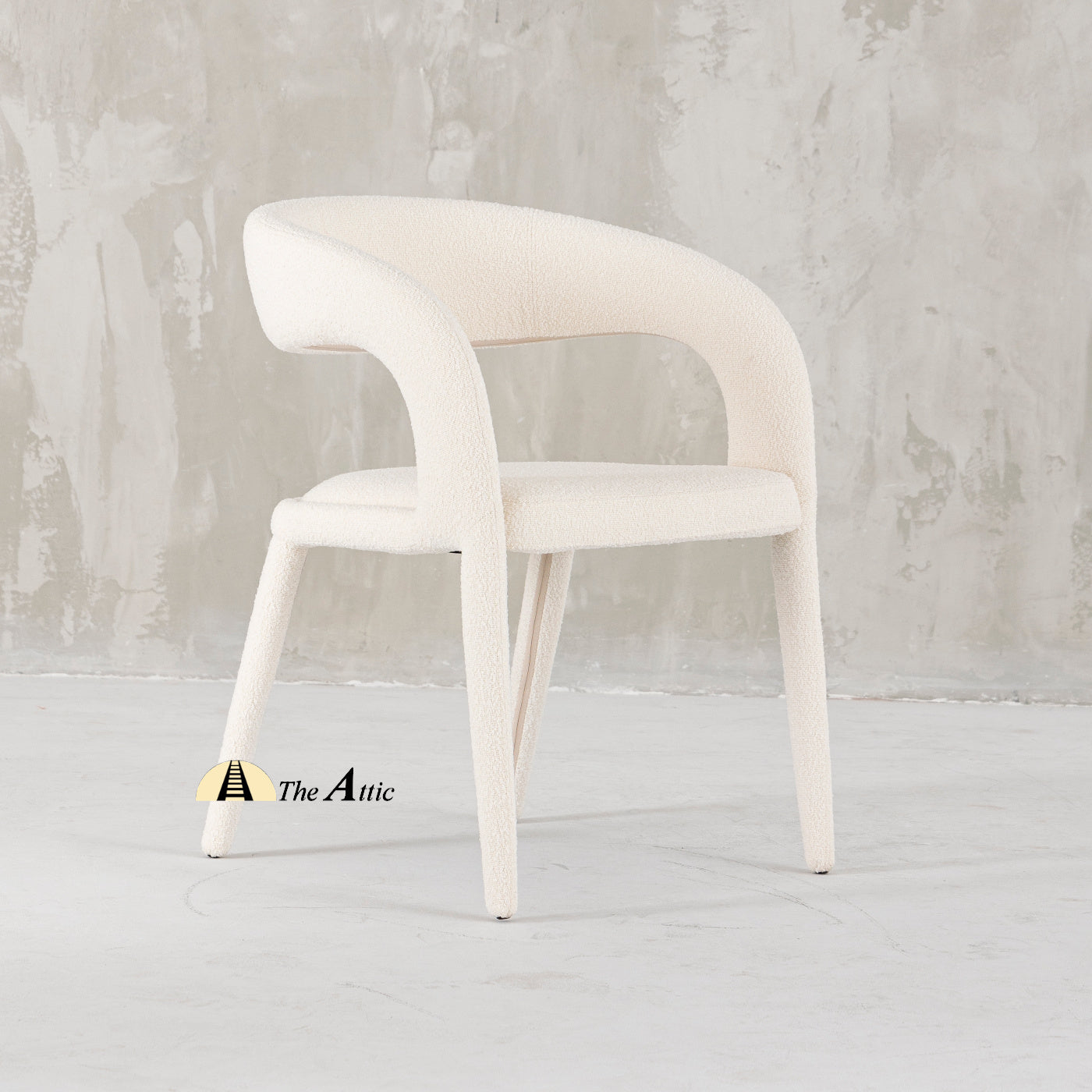Genoa Boucle Dining Armchair, Modern Full Fabric Chair - The Attic Dubai