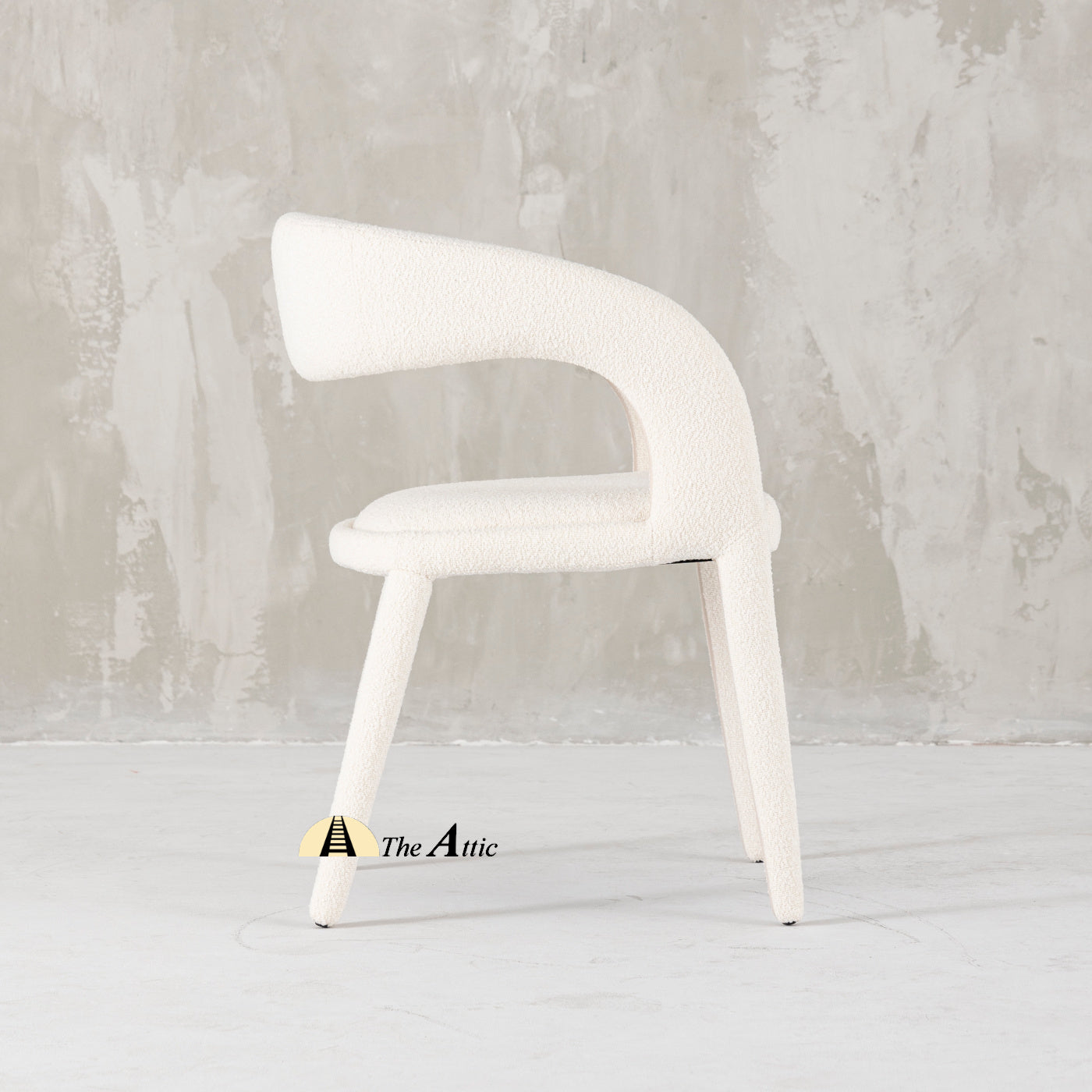 Genoa Boucle Dining Armchair, Modern Full Fabric Chair - The Attic Dubai