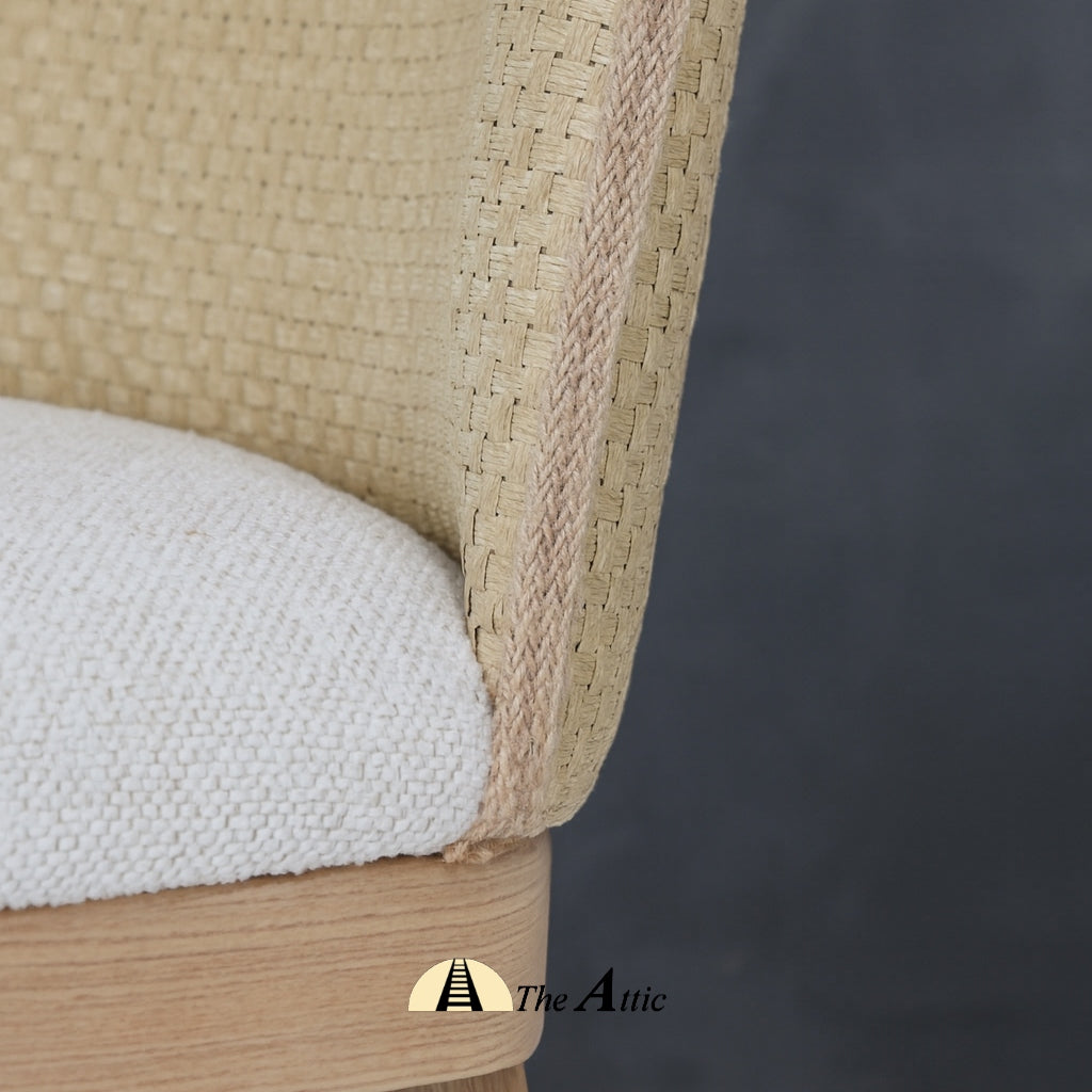 Hanoi Natural Oak & Rattan Dining Chair, Modern Oak Wood Chair, Dining Room Furniture Dubai - The Attic